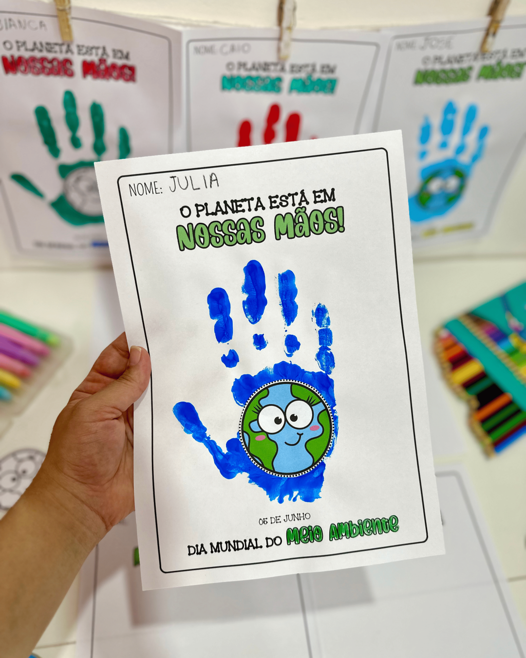 Atividade Carimbo de Mão - Meio Ambiente