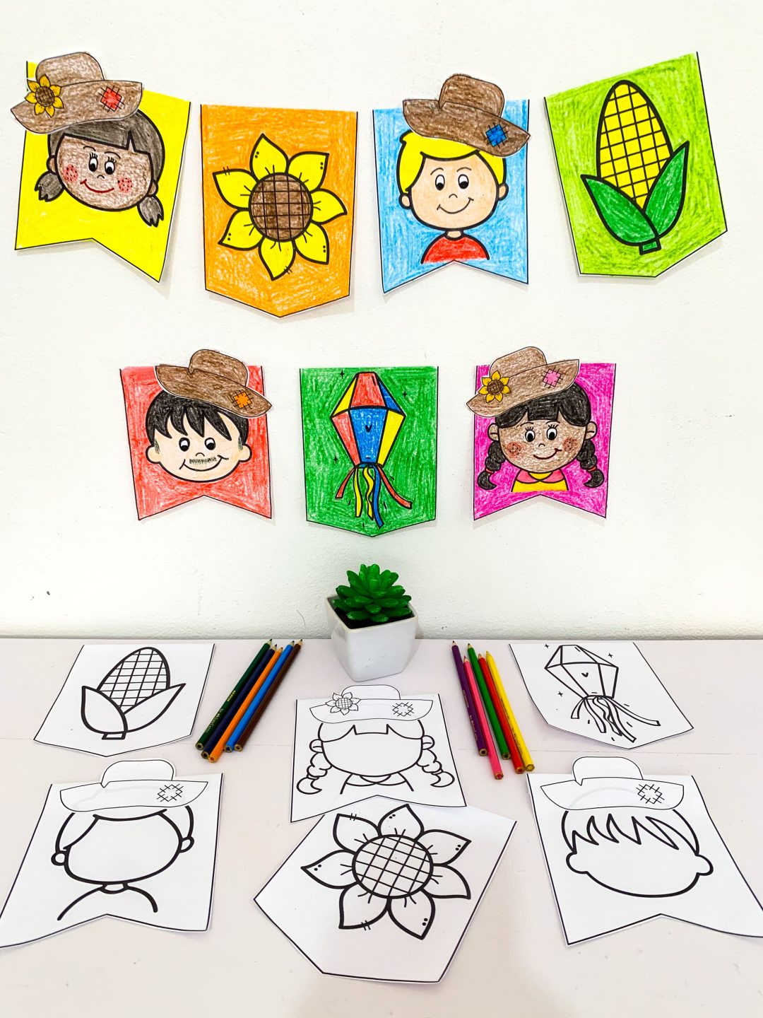 Bandeirinhas Para Colorir - Festa Junina