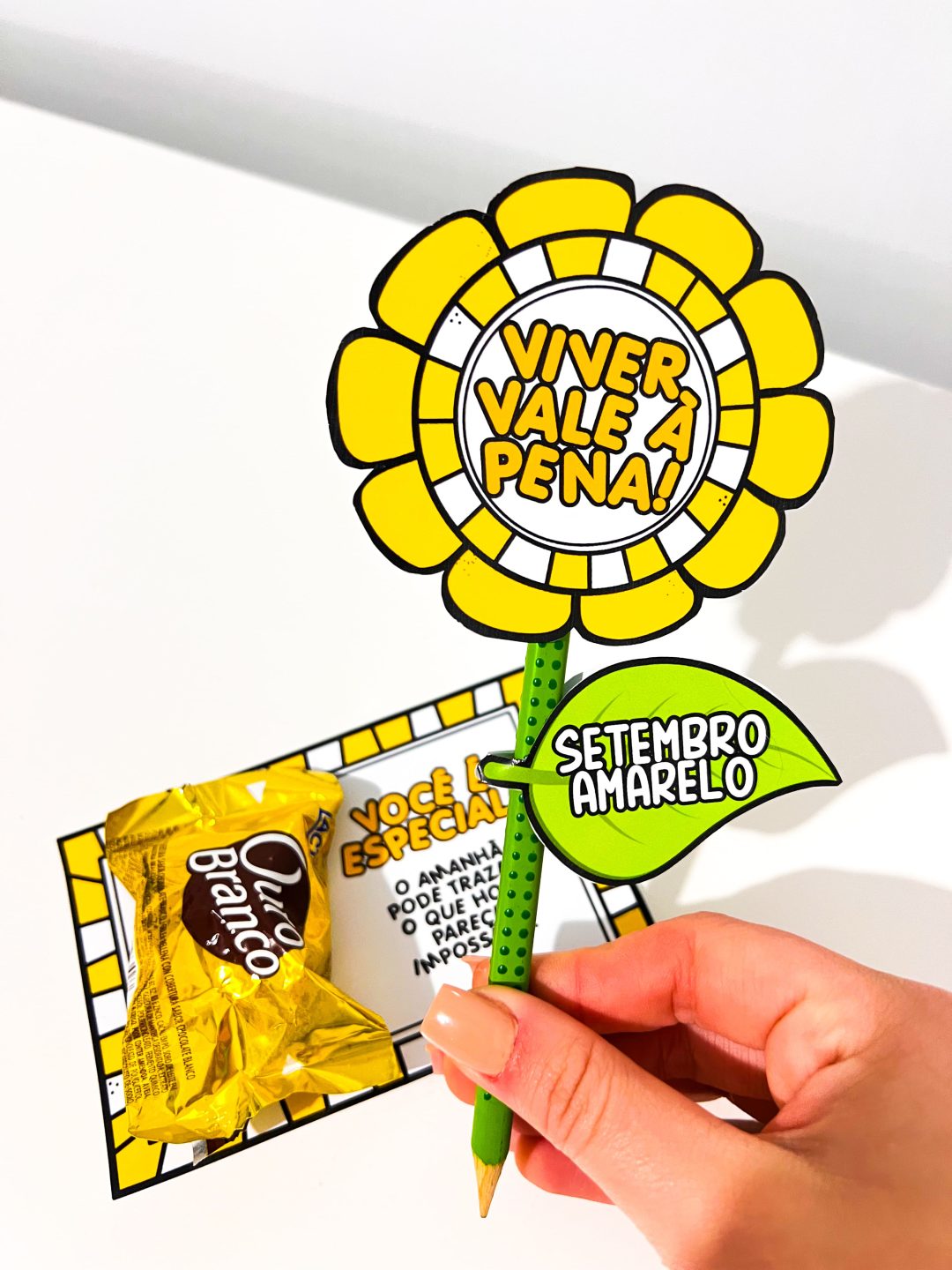 Lembrancinha Lápis Girassol - Setembro Amarelo - Imagem 4